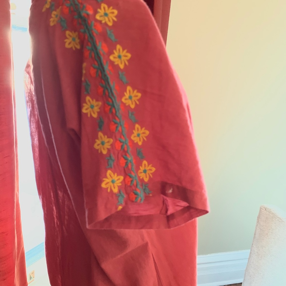 NATURAL LIFE Red and Orange Embroidered  Swimsuit Coverup - never worn - Picture 5 of 7